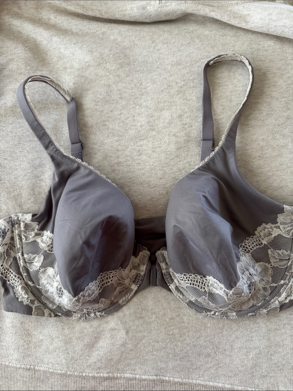 Victoria's Secret Gray Underwire Lace-Trim Bra